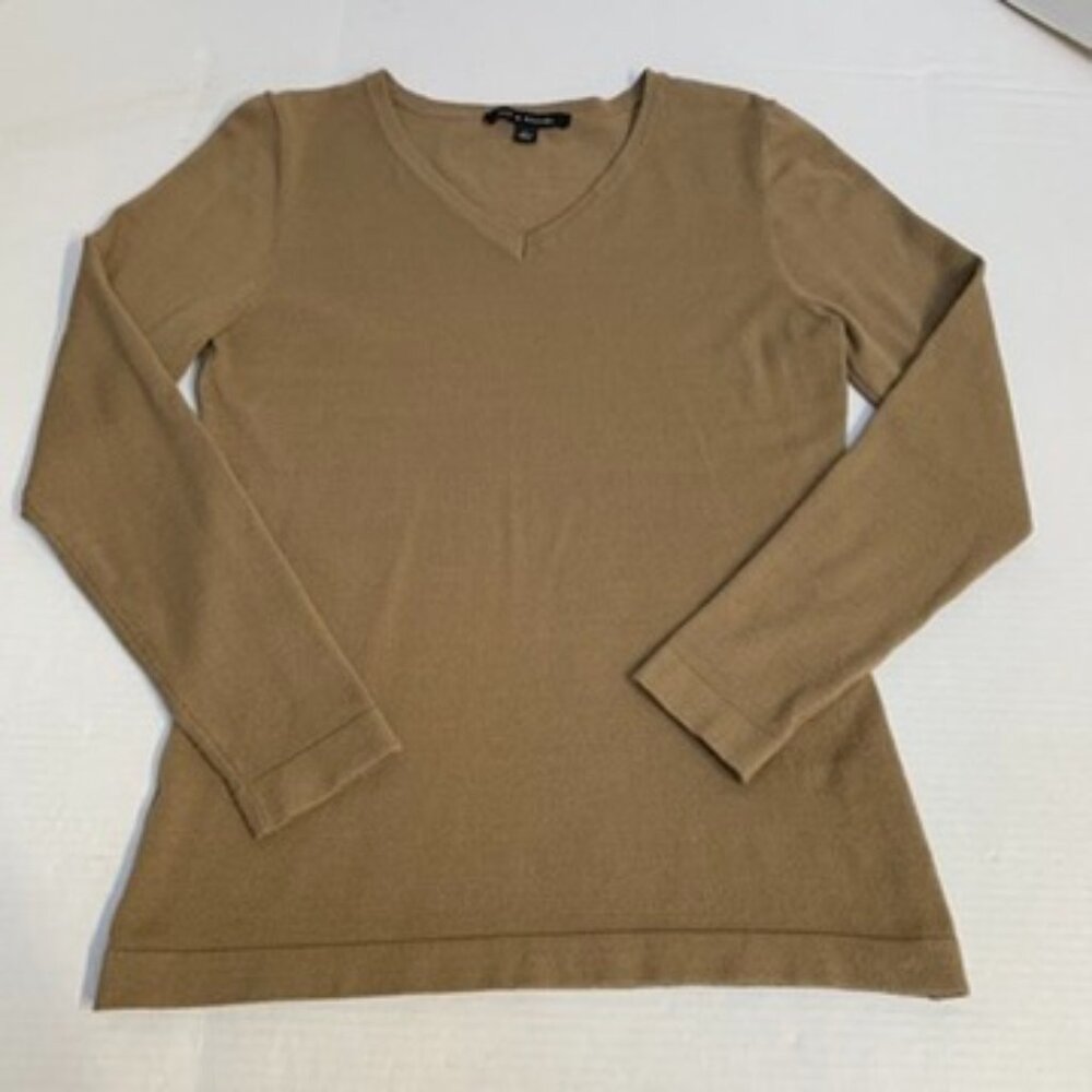 Zoe and Rachel Womens Size Large Tan V Neck Pullover